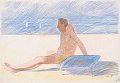 Span, the beach (1984), colour pencil on paper, 50x70cm