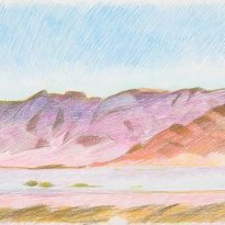 Yazd, Deh-e bala (1988), colour pencil on paper, 50x70cm