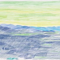 Spain, Mountainous landscape (1984), colour pencil on paper, 50x70cm