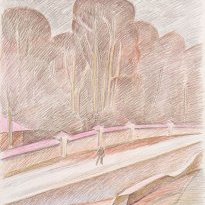 Zargandeh, Russian embassy (1988), colour pencil on paper, 72x45cm