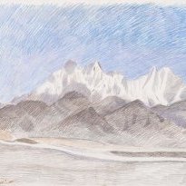Karkas mountains (1988), colour pencil on paper, 50x70cm